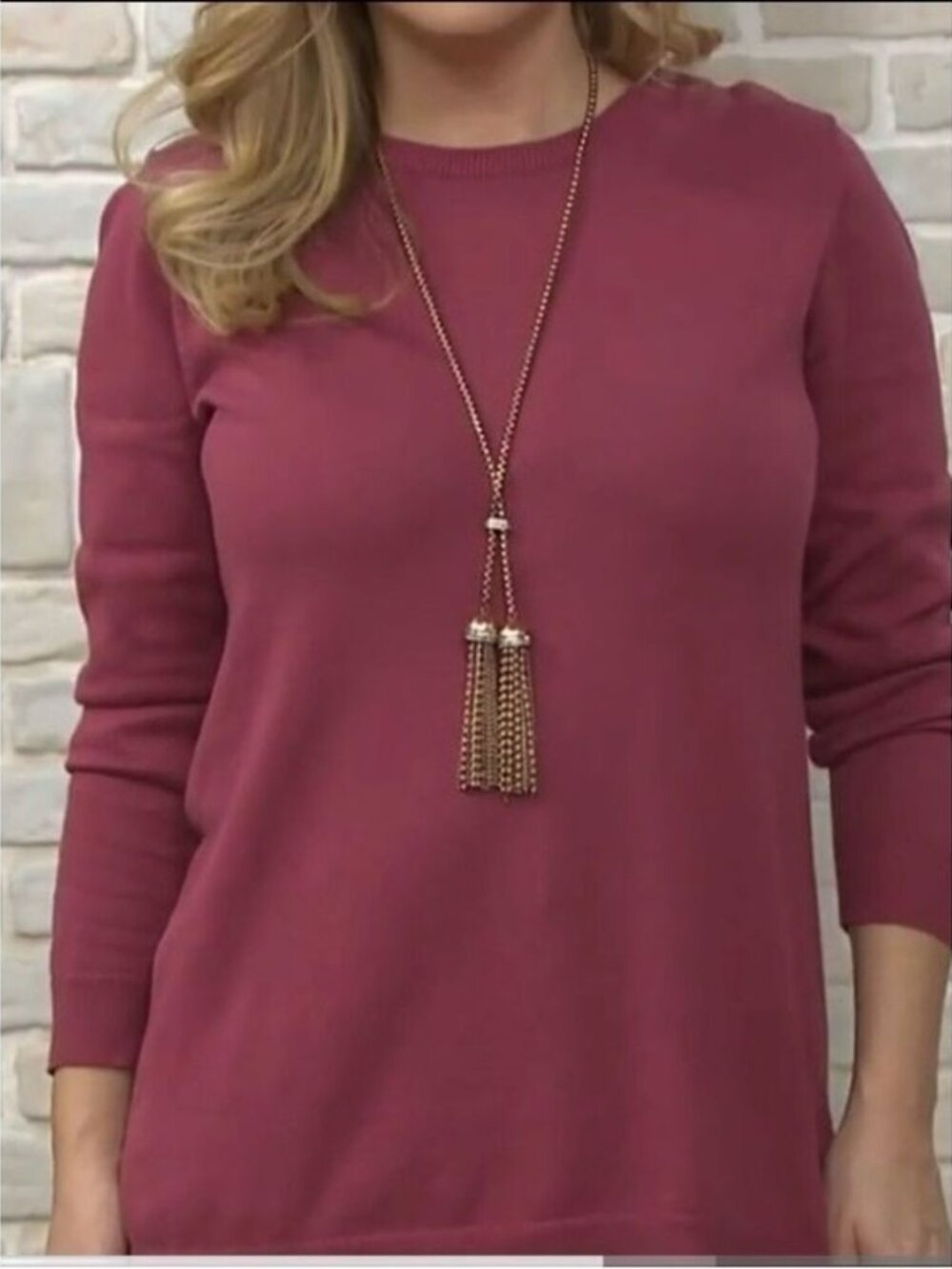 Joan Rivers Crew Neck Back Button Sweater
